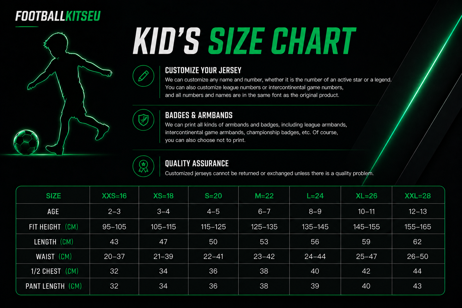FootballKitsEU kids set size chart
